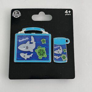 SeaWorld Sea World Turtle Shark Lunchbox Thermos Blue 2 Pin Set New